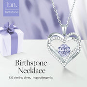 CDE Necklaces for Women Birthstone Pendant, Sterling Silver Love Heart Rose Gold Jewellery Gifts for Mum Her Wife Girlfriend Anniversary Birthday Mothers Day