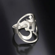 Om Ring for Women Men Stainless Steel Indian Sanskrit Symbol Aum Om Ohm Opening Ring Meditation Jewelry Gift