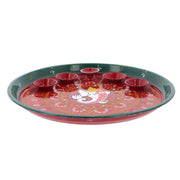 Decorative Pooja Thali with Bowl and Diya Plate Platter Decorative Steel Puja Thali with Essential Pooja Article Traditional Karwachauth Diwali Decorations Aarti Festival (Size:- 10