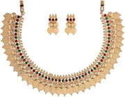 DENMOUS Gold-Toned & Red Gold-Plated South Indian Jewellery Set-DMZ-1565