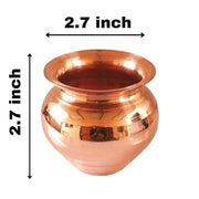 NAISHA Indian 100% Copper Kalash, Lota for Puja Wedding Purpose Temple Decoration 500 ML (10 CM, Height)