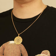 EUEAVAN Mandala Om Aum Ohm Men's Necklace Sanskrit Symbol Om Aum Ohm Spiritual Amulet Indian Lotus Mandala Yoga Pendant Religious Jewelry Men