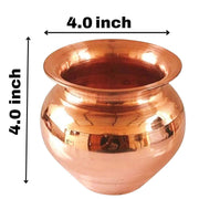 NAISHA Indian 100% Copper Kalash, Lota for Puja Wedding Purpose Temple Decoration 500 ML (10 CM, Height)
