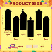 JUNEBRUSHS 30Pcs Diwali Crafts for Kids, Rainbow Magic Scratch Art Paper Bookmarks Diwali Gifts for Kids School Classroom Activities Games Arts and Crafts Happy Diwali Party Favors