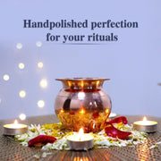 Shubhkart Copper Kalash Indian Lota for Festival Puja 8.5 x 8.5 cm (Medium)