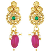 Aheli Wedding Wear Gold Tone Goddess Engraved on Coin Long Necklace Set South Indian Traditional Bollywood Fashion Jewelry Set for Women