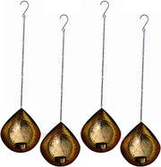 TIED RIBBONS 2 Set Wall Hanging Tea Light Candle Holders | Iron, Golden | 18 Inch | Votive Sconce Candle Holder for Home, Living Room, Wedding, Accents Decor, Ganesh Chaturthi, Diwali Decorations