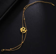 UNIFT Aum Om Ohm Sanskrit Symbol Bracelet For Women,Hindu Spiritual Harmony Amulet Stainless Steel Yoga Charm Cuff Bracelet Jewelry Accessory