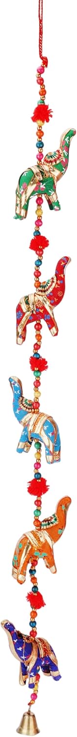 Crafts of India Handmade Indian Traditional Five Elephant Hanging Exquisite Main Door Wall Hanging Home and Office Decor