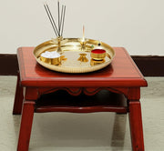 BRACOP® Brass Pooja Thali Indian Aarti Thali Pooja Samagri Decorative Plate Puja Thali Religious Items Home Temple Accessories Round Shape Serving Platters Gifts Set Of 5 Pcs Diwali Gifts