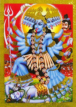 Crafts of India Goddess Kali Poster/Reprint Hindu Goddess Picture with Golden Foil (Unframed : Size 5