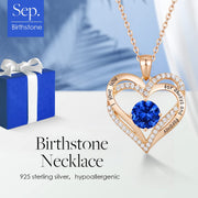 CDE Necklaces for Women Birthstone Pendant, Sterling Silver Love Heart Rose Gold Jewellery Gifts for Mum Her Wife Girlfriend Anniversary Birthday Mothers Day