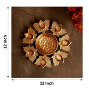 Kalakriti Metal Urli Bowl |Large Decorative Handi Craft |Indian puja Decorations |Hindu Temple Accessories IDecorative Urli Bowl for Diwali Navratri Home Decor - Lotus Design (Set of 2, 12 inch)