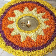 BRACOP® Brass Pooja Thali Indian Aarti Thali Pooja Samagri Decorative Plate Puja Thali Religious Items Home Temple Accessories Round Shape Serving Platters Gifts Set Of 5 Pcs Diwali Gifts