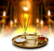 BRACOP® Brass Pooja Thali Indian Aarti Thali Pooja Samagri Decorative Plate Puja Thali Religious Items Home Temple Accessories Round Shape Serving Platters Gifts Set Of 5 Pcs Diwali Gifts