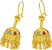Women's Trend Gold Plated Indian Jhumka Earrings Geometric Dangle Banquet Fashion Jewelry Accessories Stylish Outfits Engagement Earrings
