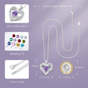 CDE Necklaces for Women Birthstone Pendant, Sterling Silver Love Heart Rose Gold Jewellery Gifts for Mum Her Wife Girlfriend Anniversary Birthday Mothers Day