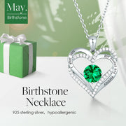 CDE Necklaces for Women Birthstone Pendant, Sterling Silver Love Heart Rose Gold Jewellery Gifts for Mum Her Wife Girlfriend Anniversary Birthday Mothers Day