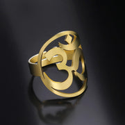Om Ring for Women Men Stainless Steel Indian Sanskrit Symbol Aum Om Ohm Opening Ring Meditation Jewelry Gift