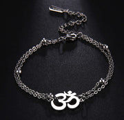 UNIFT Aum Om Ohm Sanskrit Symbol Bracelet For Women,Hindu Spiritual Harmony Amulet Stainless Steel Yoga Charm Cuff Bracelet Jewelry Accessory