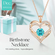 CDE Necklaces for Women Birthstone Pendant, Sterling Silver Love Heart Rose Gold Jewellery Gifts for Mum Her Wife Girlfriend Anniversary Birthday Mothers Day