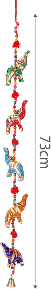 Crafts of India Handmade Indian Traditional Five Elephant Hanging Exquisite Main Door Wall Hanging Home and Office Decor