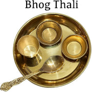 BRACOP® Brass Pooja Thali Indian Aarti Thali Pooja Samagri Decorative Plate Puja Thali Religious Items Home Temple Accessories Round Shape Serving Platters Gifts Set Of 5 Pcs Diwali Gifts