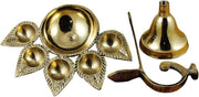 Crafts of India Handheld Brass Panch Diya/Oil Lamp for Puja Aarti for Diwali/Navratri Festival & Pooja