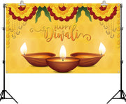 Diwali Photo Booth Backdrop for Photography India Hindu Deepavali Festival of Lights Party Marigold Decoration Supply -5.9