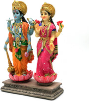 Hindu God Lakshmi Narayan Statue - 8.8” H Laxmi Narayan Sculpture Indian Diwali Pooja Item Murti Gifts for Indian Couple Friends Family Diwali Gifts Home Office Mandir Temple Puja Decor