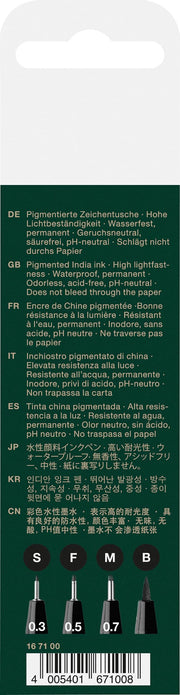 Faber-Castell Art & Graphic Pitt Artist Pen India Ink Pen, Black, Wallet Of 4, For Art, Craft, Drawing, Sketching, Home, School, University, Colouring
