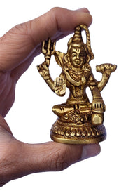 Crafts of India Lord Vishnu Small Brass Statue - Divine Décor, 3-inch Handcrafted Hindu Sculpture for Home Altar and Spiritual Spaces