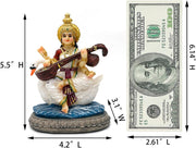 Indian Gifts Item Saraswati Statue - 5.5”H Saraswati Puja Diwali Gifts Pooja Vasant Panchami Home Office Temple Mandir Altar Yoga Studio Meditation Room Decor India Wedding Housewarming