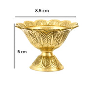 Handmade Brass Lotus Akand Diya - Traditional Indian Festive Diwali Pooja Lamp & Home Temple Decoration - Engraved Golden Oil Lamp - Perfect for Thanksgiving - Pack of 2 (2.50 INCH)