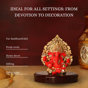 House Of Wemy 24k Gold Plated Ganesh Idol with Kalpavriksh Tree | Ganpati Statue for Car, Office Desk, Home Decor, Hindu Gifts - Resin | 4 x 3.2 x 1 Inches (Blue)