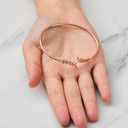 Philip Jones Rose Gold Plated Leaf Bangle Created with Zircondia® Crystals