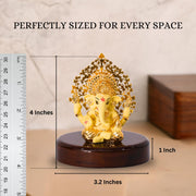 House Of Wemy 24k Gold Plated Ganesh Idol with Kalpavriksh Tree | Ganpati Statue for Car, Office Desk, Home Decor, Hindu Gifts - Resin | 4 x 3.2 x 1 Inches (Blue)