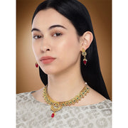 Aheli Wedding Wear Gold Tone Goddess Engraved on Coin Long Necklace Set South Indian Traditional Bollywood Fashion Jewelry Set for Women