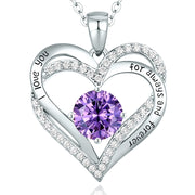 CDE Necklaces for Women Birthstone Pendant, Sterling Silver Love Heart Rose Gold Jewellery Gifts for Mum Her Wife Girlfriend Anniversary Birthday Mothers Day