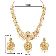 Aheli Wedding Wear Gold Tone Goddess Engraved on Coin Long Necklace Set South Indian Traditional Bollywood Fashion Jewelry Set for Women