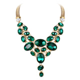 Ever Faith Sparkly Rhinestone Crystal Vintage Style Art Deco Chunky Bib Statement Teardrop Necklace