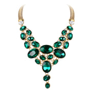 Ever Faith Sparkly Rhinestone Crystal Vintage Style Art Deco Chunky Bib Statement Teardrop Necklace