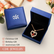 CDE Necklaces for Women Birthstone Pendant, Sterling Silver Love Heart Rose Gold Jewellery Gifts for Mum Her Wife Girlfriend Anniversary Birthday Mothers Day