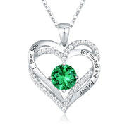 CDE Necklaces for Women Birthstone Pendant, Sterling Silver Love Heart Rose Gold Jewellery Gifts for Mum Her Wife Girlfriend Anniversary Birthday Mothers Day