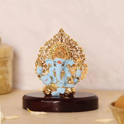 House Of Wemy 24k Gold Plated Ganesh Idol with Kalpavriksh Tree | Ganpati Statue for Car, Office Desk, Home Decor, Hindu Gifts - Resin | 4 x 3.2 x 1 Inches (Blue)