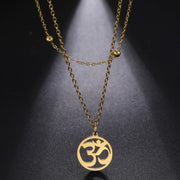 LIKGREAT Women Necklace Indian Yoga Aum Om Ohm Sanskrit Pendant Necklaces Hindhu Symbol Jewelry for Women Girls