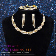 Zoestar Bridal Jewelry Set Rhinestone Necklace 4 Pcs Sparkly Crystal Formal Costume Jewelry Sets for Women