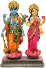 Hindu God Lakshmi Narayan Statue - 8.8” H Laxmi Narayan Sculpture Indian Diwali Pooja Item Murti Gifts for Indian Couple Friends Family Diwali Gifts Home Office Mandir Temple Puja Decor