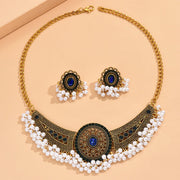 Frodete Indian Jewelry Sets for Women Jhumkas Indian Earrings Gold Indian Necklace Sets for Women Wedding Jewelry Set