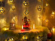 Metal Diwali Diya String Lights - Warm White USB LED Electric Diya Lights for Diwali Gifts, Mandir, Altar, Shrine Pooja Decor - Reusable Hindu Festival Wedding Puja Decorations(2-Pack)